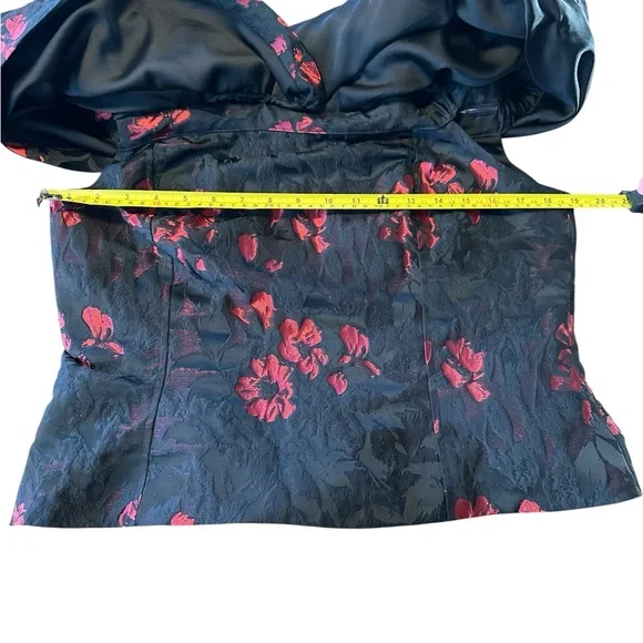 WHBM Black Red Floral Jacquard Off Shoulder Corset Bustier Top 14 Evening Fancy - Picture 12 of 12